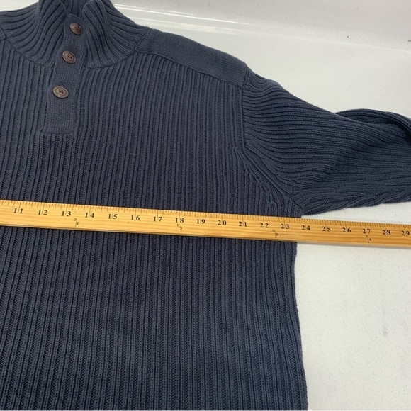 Timberland Heavy Chunky Sweater Men XL  Blue 100% Cotton Rib Thick Knit 3 Button - Picture 9 of 10